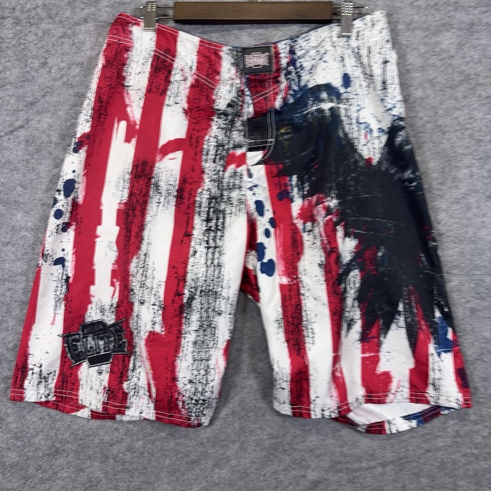 MMA Elite Board Shorts Mens Sz M Red White Blue Raven Patriot USA